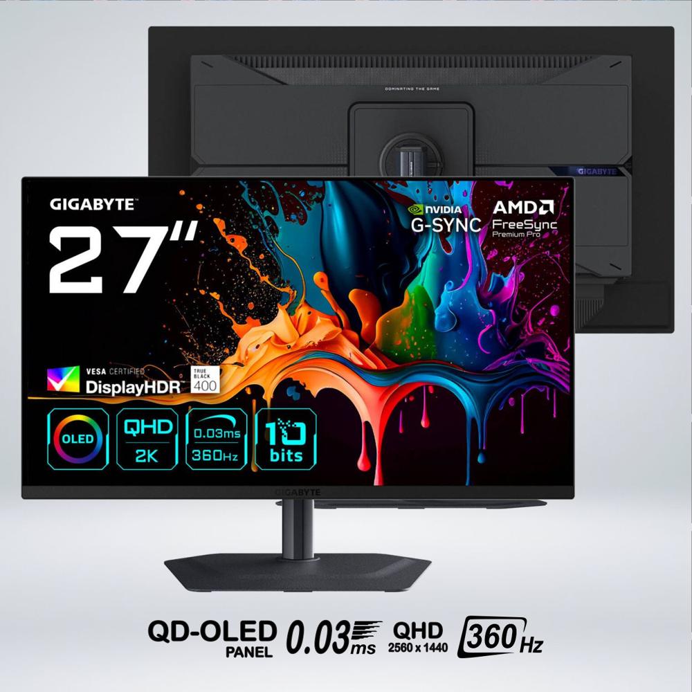 MONITOR GAMER MO27Q3 QD OLED 2K QHD 27'' 360hz 0.03ms HDR NVIDIA G-sync Speaker Pivot