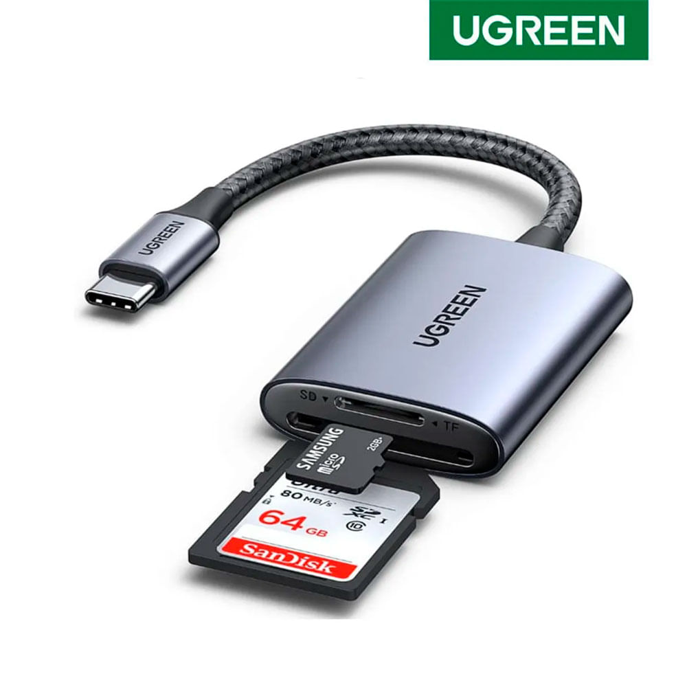 Lector De Tarjeta Ugreen Cm401 Usb-c 2 En 1 Para Sd Micro Sd