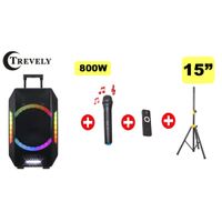 Parlante portatil 15"" TREVELY TA-1592 -800W - Tripode