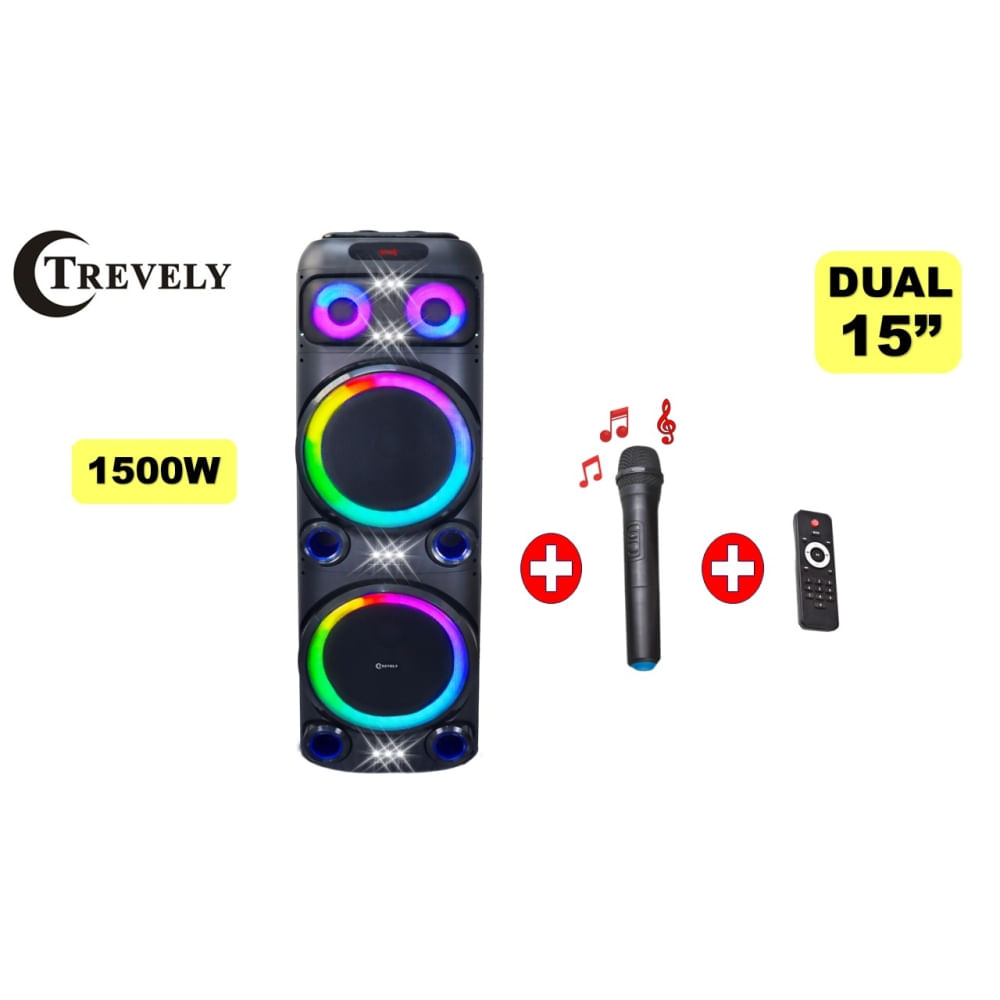 Parlante portatil dual 15"" TREVELY WT-1540 -1500W