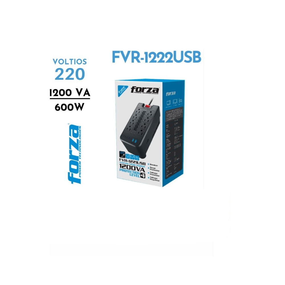 Estabilizador De Voltaje Forza Fvr-1222usb 1200va 600w