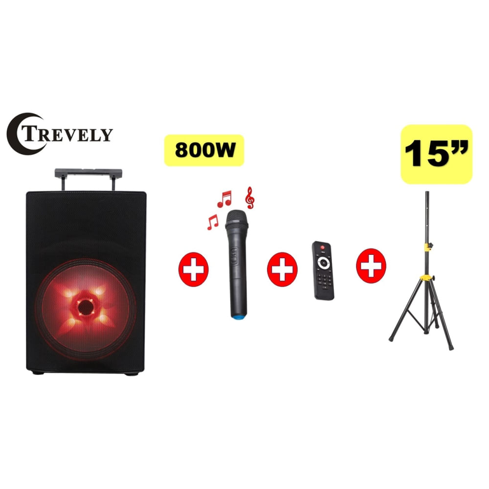 Parlante portatil 15"" TREVELY TA-1584 -800W - Tripode