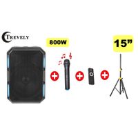 Parlante portatil 15"" TREVELY TA-1586 -800W - Tripode