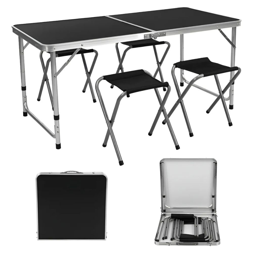 Mesa plegable para picnic camping portátil con 4 sillas
