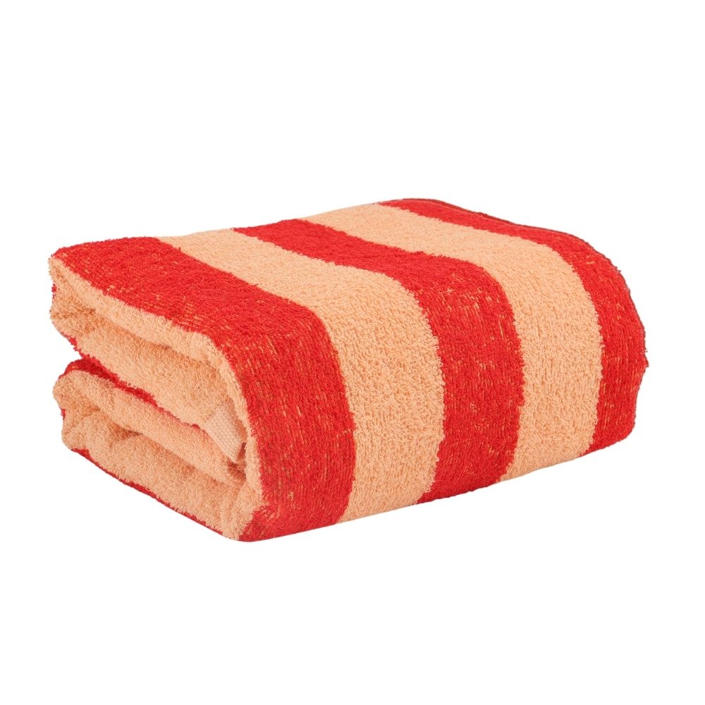 Toalla 100% Algodón 70x140cm Reversible Rojo/Amarillo Orange