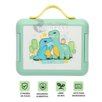 Táper Lonchera a Prueba de Fugas Sin BPA de 4 Divisiones Modelo Dinosaurio