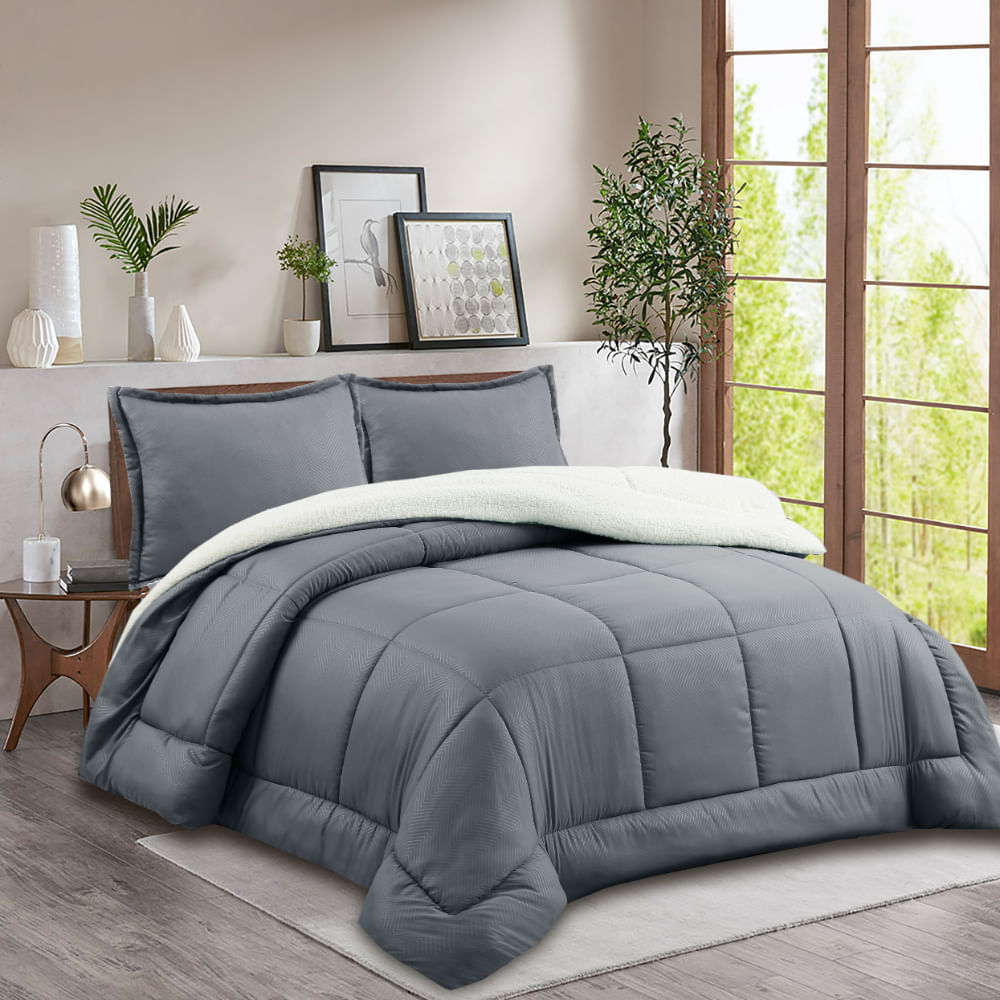 Edredon OI26 Embossed Zigzag Charcoal