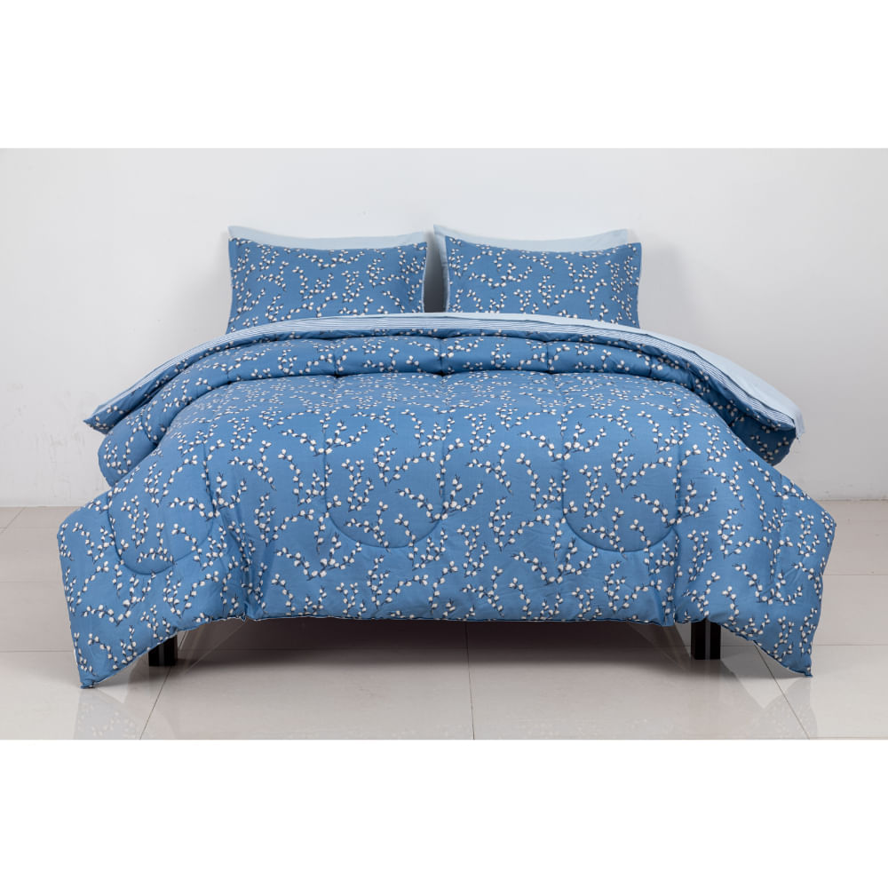 Set Edredon OI26 Micro Print Flores Queen