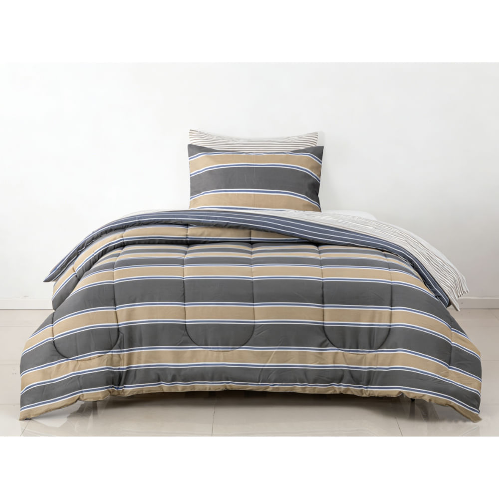 Set Edredon OI26 Micro Print Lineas 1.5 Plazas