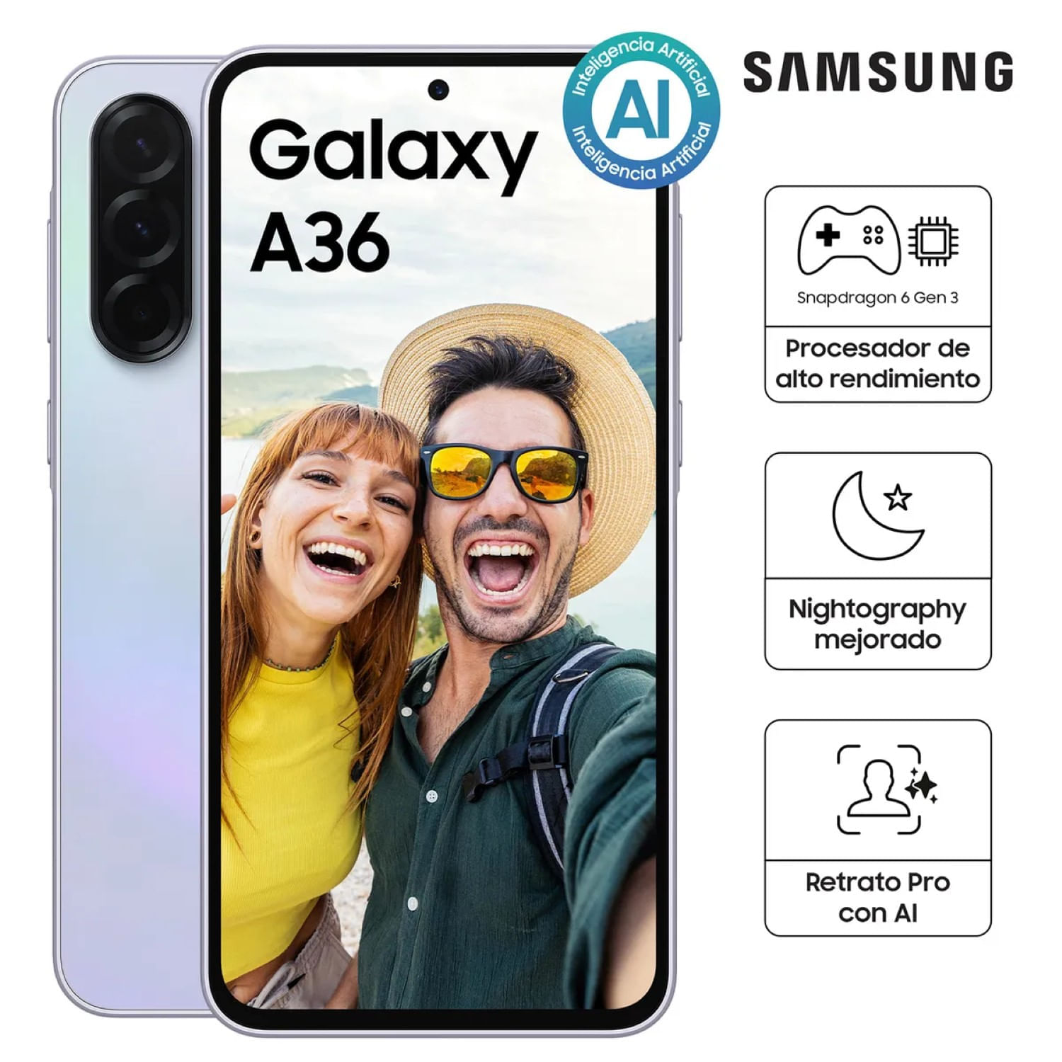 Celular Samsung Galaxy A36 5G 256GB Light Violet