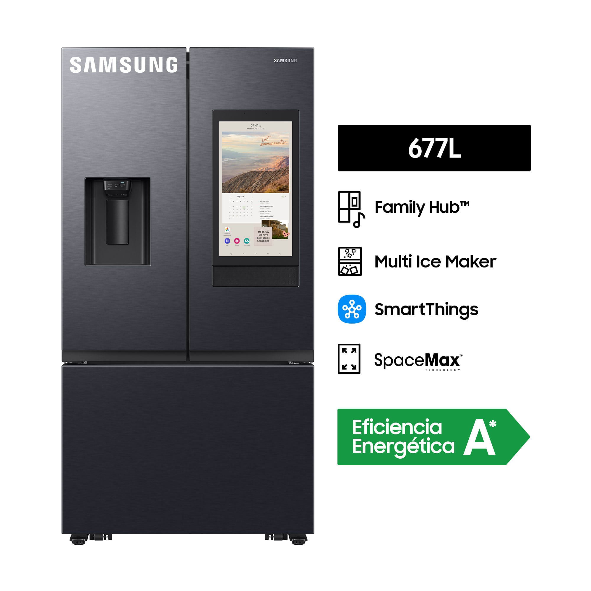 Refrigeradora Samsung French Door Family Hub RF32CG5910B1PE 677L Negro