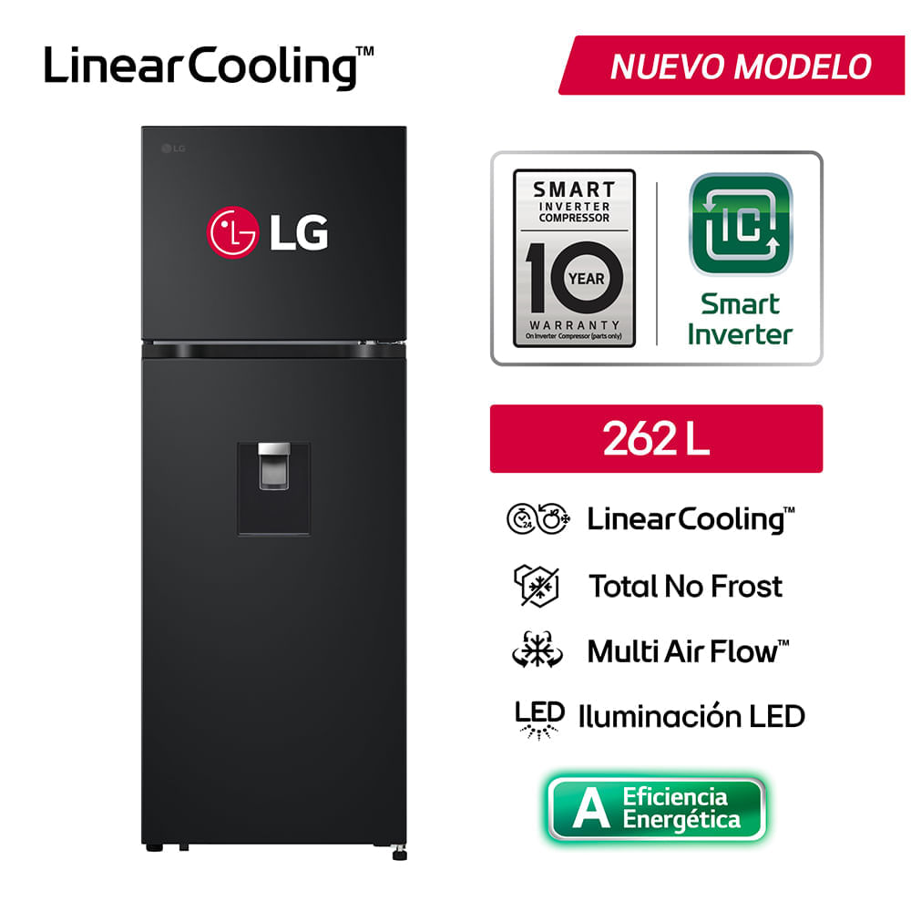 Refrigeradora LG 262L Top Freezer LinearCooling VT26WPM Negro