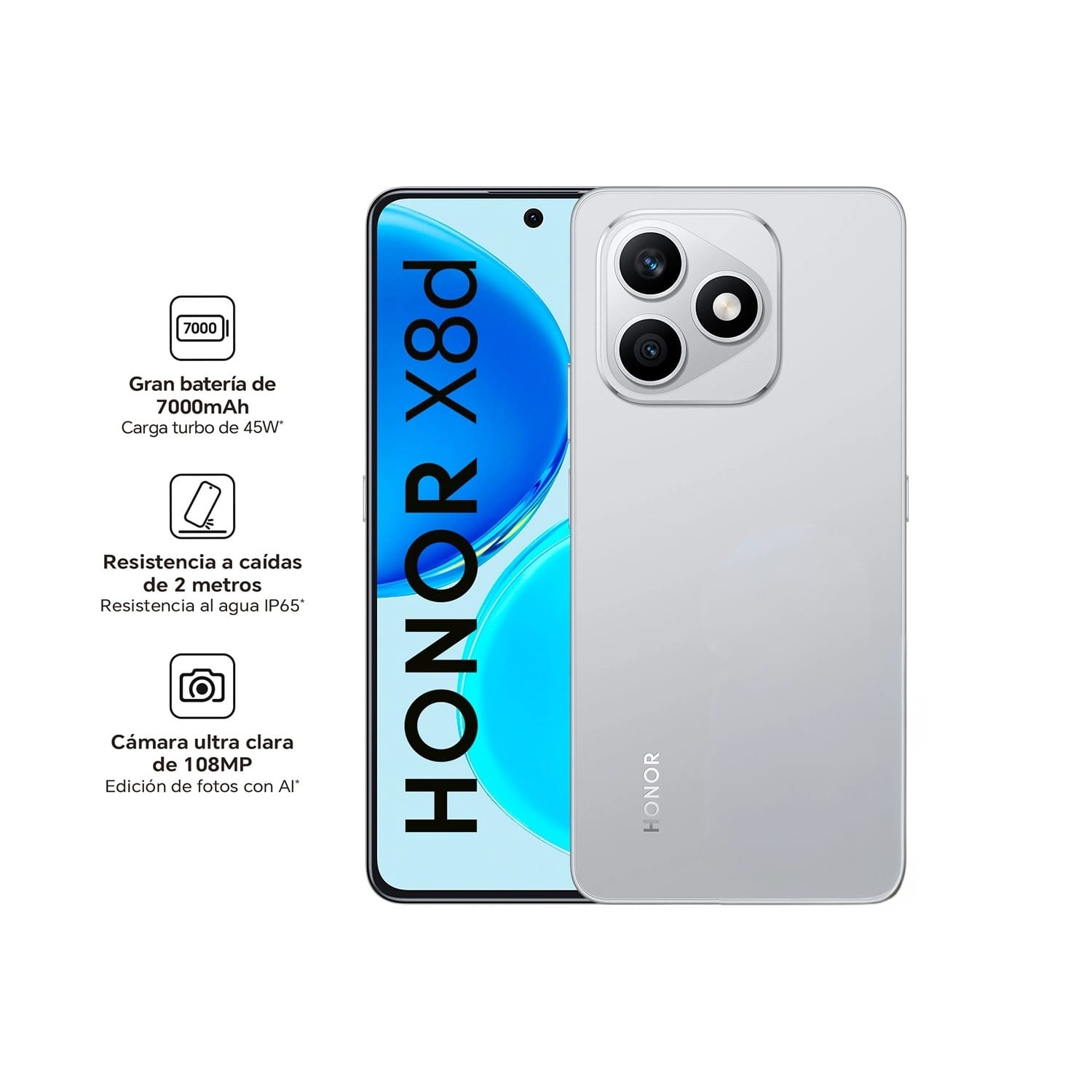 Celular Honor X8D 8GB + 256GB Silver