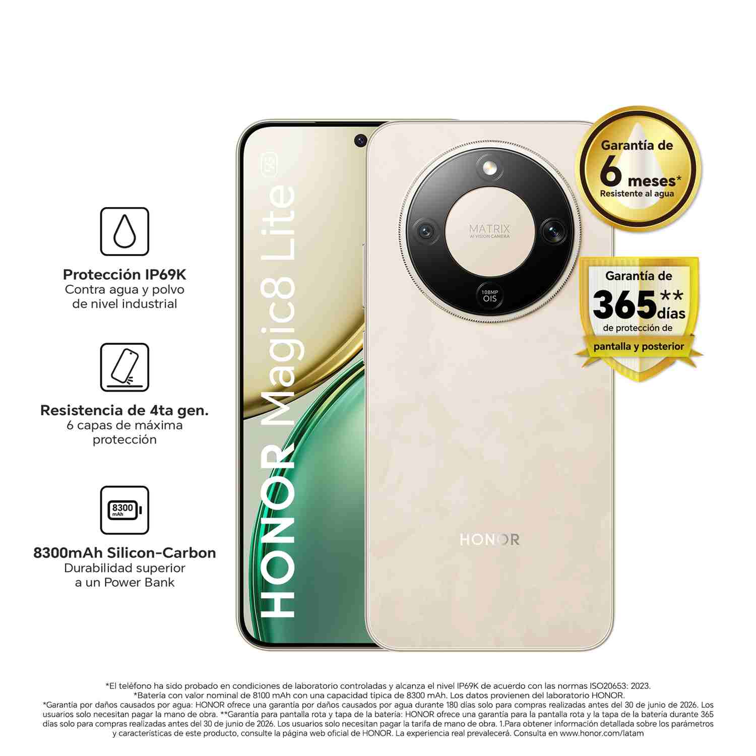 Celular Honor Magic 8 Lite 8 + 512GB Sunrise Gold