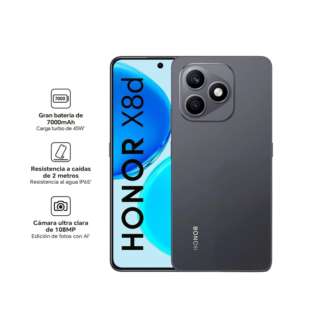 Celular Honor X8D 8GB + 256GB Black