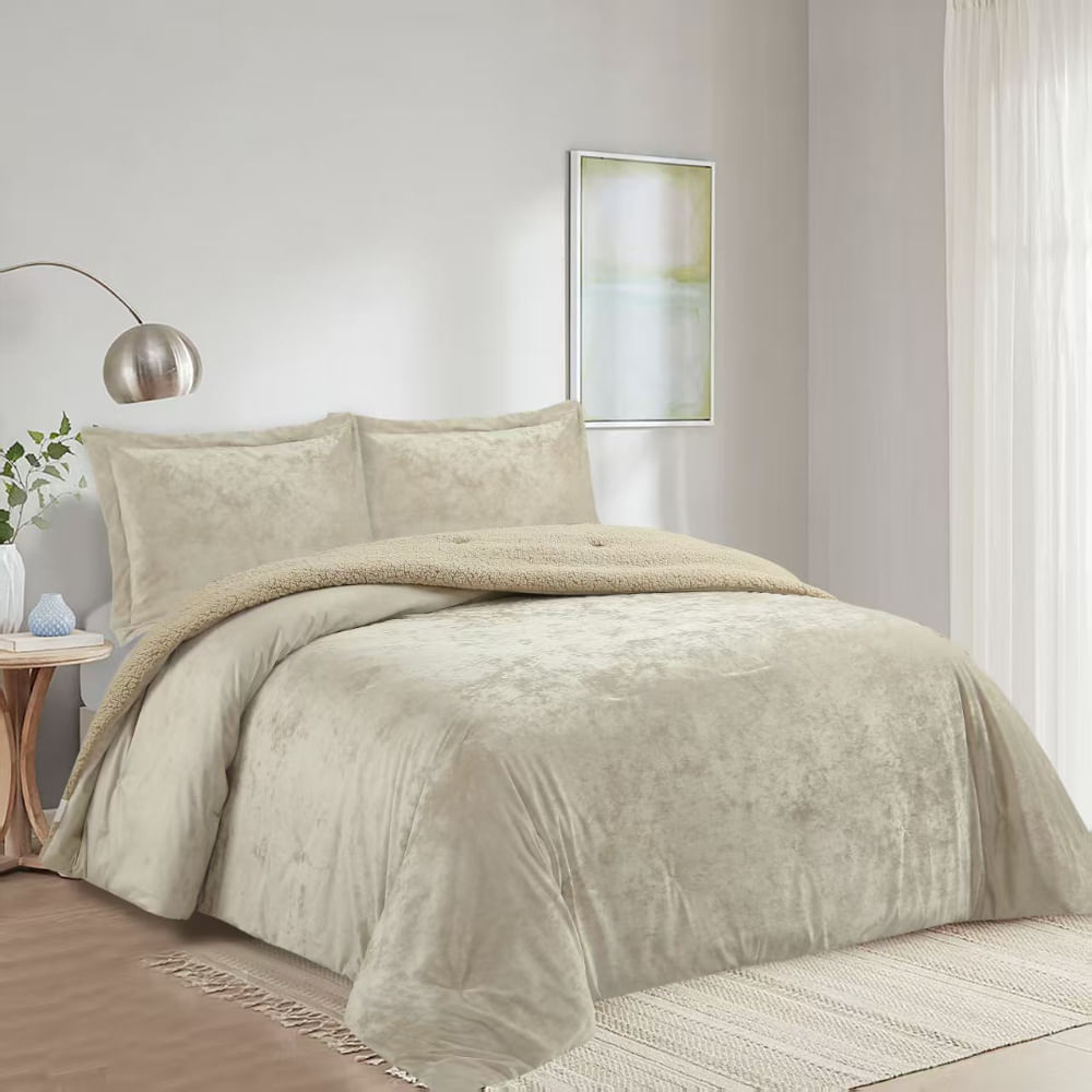 Cubrecama OI26 Velvet Sherpa Arena Queen