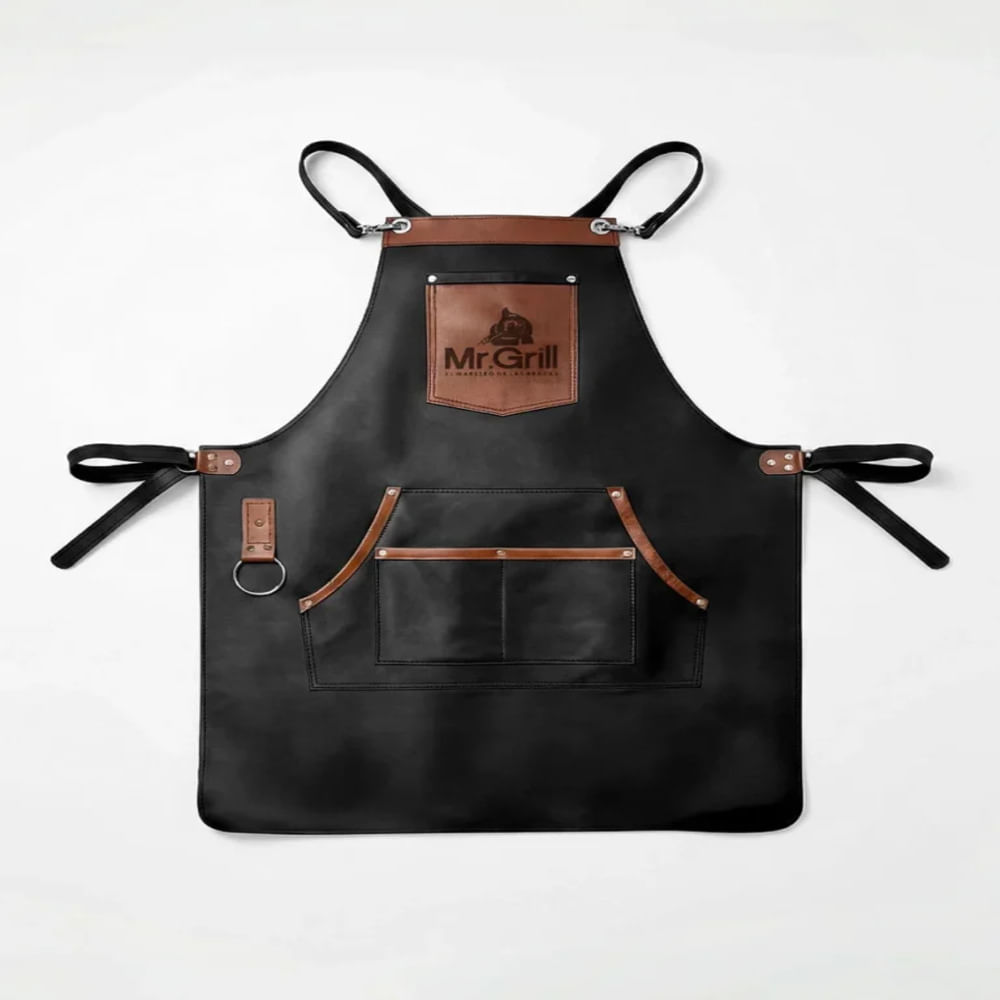 Mandil de Cuero Premium Mr. Grill - Negro