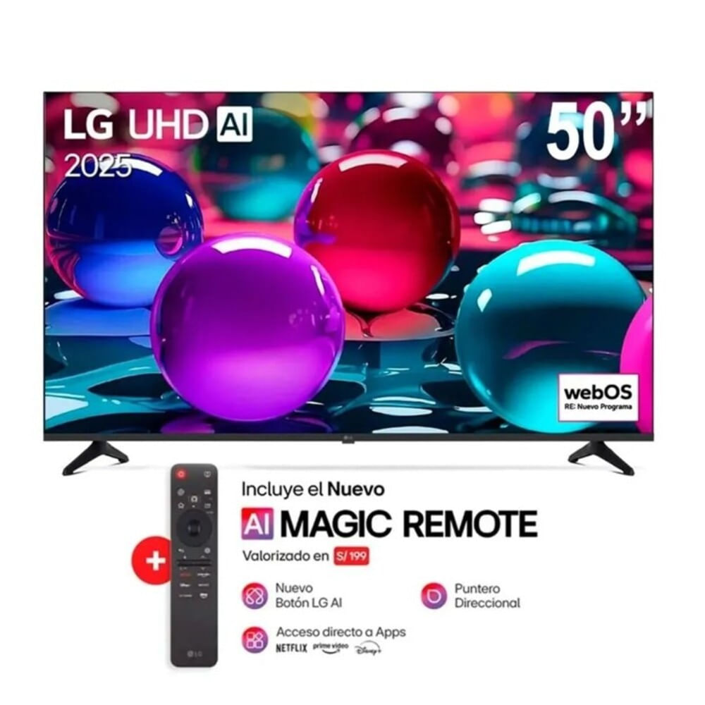 Televisor LG 50"" UHD 4K Smart TV Año 2025 Con Magic Remote 50UA7300PSB