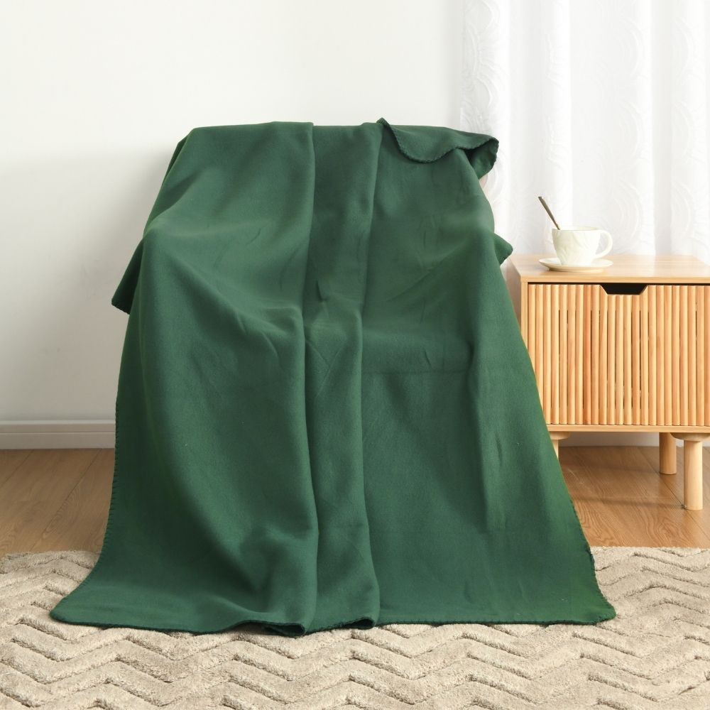 Manta Polar Verde Oscuro con borde 130x170cm