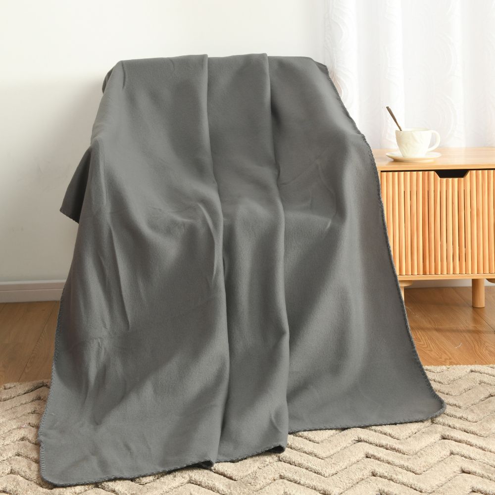 Manta Polar Gris Oscuro con borde 130x170cm