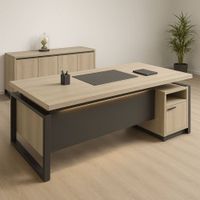 Escritorio Rajko Color RovereNegro TU MESITA con Cajonera y Canto Grueso