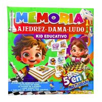 KIT EDUCATIVO JUEGO 5 EN 1: MEMORIA, AJEDREZ, DAMAS Y LUDO