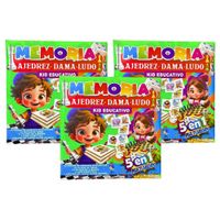 PACK 3 KIT EDUCATIVO JUEGO 5 EN 1: MEMORIA, AJEDREZ, DAMAS Y LUDO
