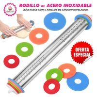 Rodillo Premium de Acero Inoxidable Ajustable con 4 Anillos de Grosor