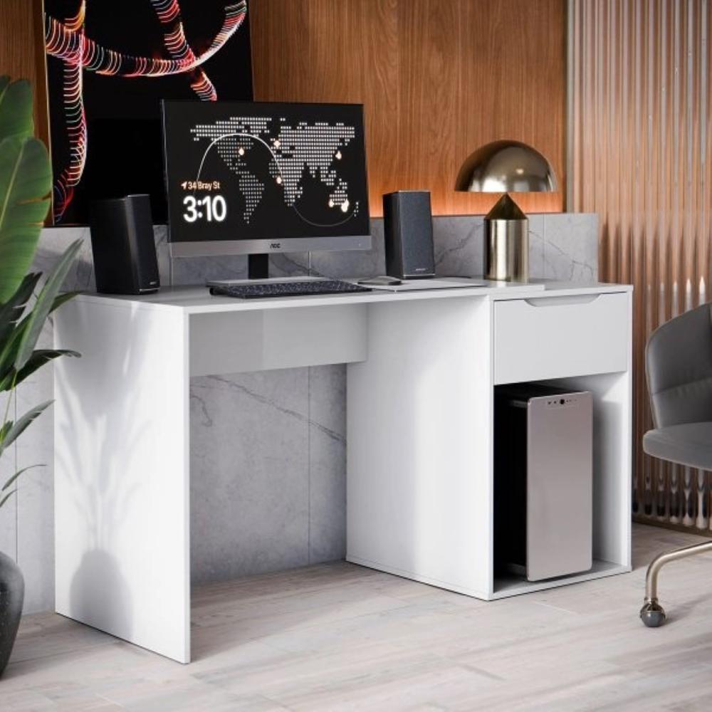 ESCRITORIO MARUN CON CAJON Y SOPORTE PARA CPU BLANCO 135CM