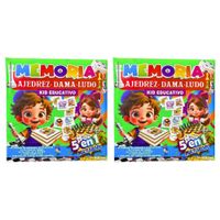 PACK 2 KIT EDUCATIVO JUEGO 5 EN 1: MEMORIA, AJEDREZ, DAMAS Y LUDO