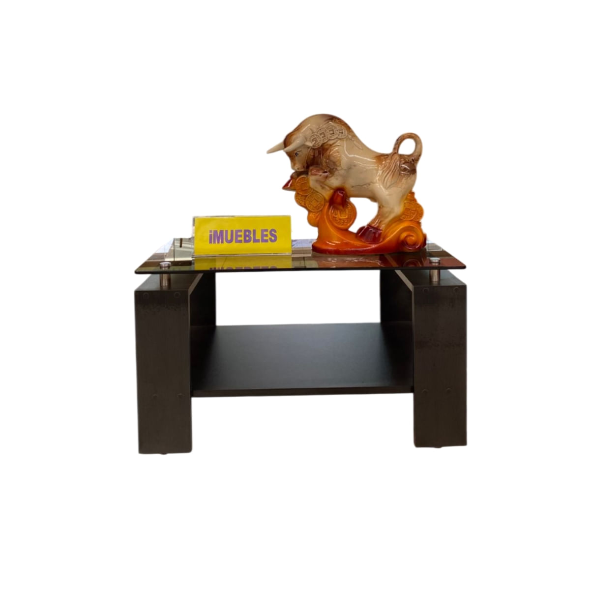 Mesa de Centro con Vidrio Color Wengue Modelo MISS - TEMEL