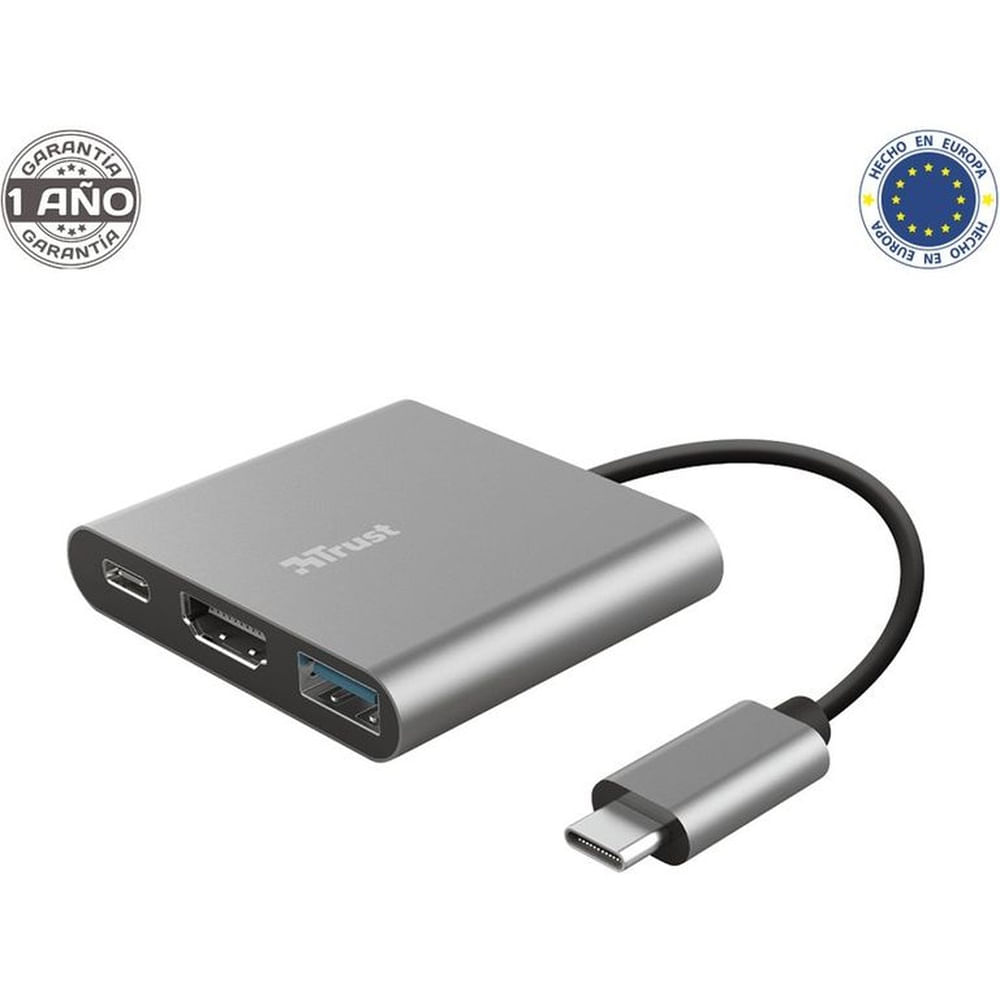 Hub Adaptador multipuerto Usb-c 3 en 1 Dalyx marca Trust