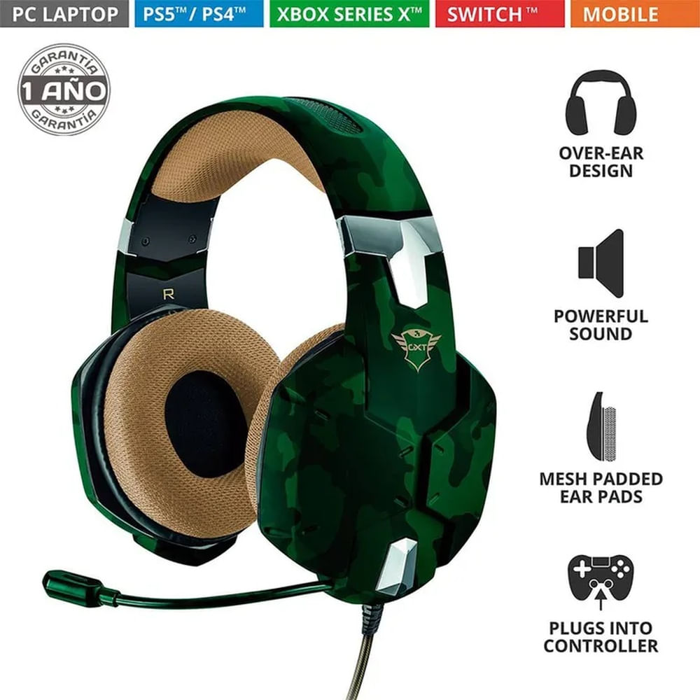 Audifono Gamer Camuflado GXT 322c multiplataforma trust