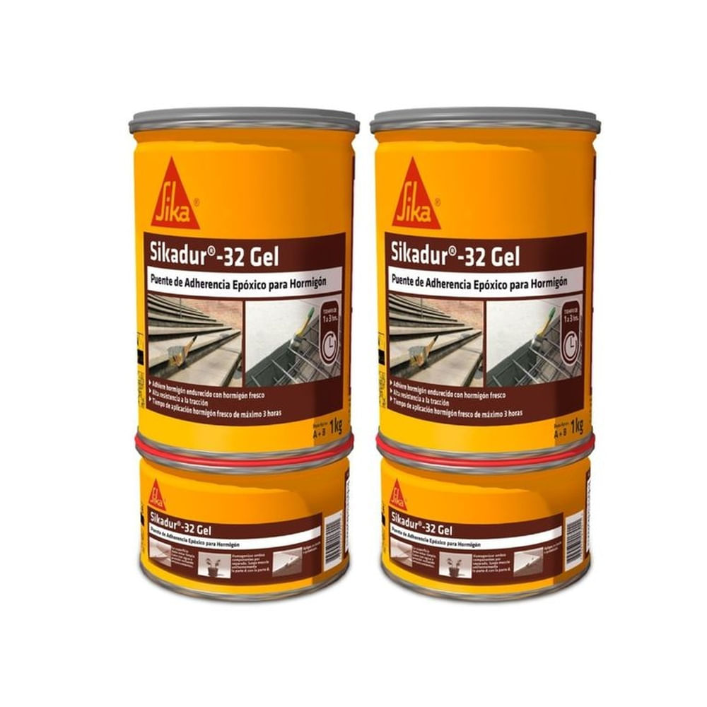Pack 2 Und Adhesivo epóxico para unir concreto Sikadur 32 Gel 1Kg