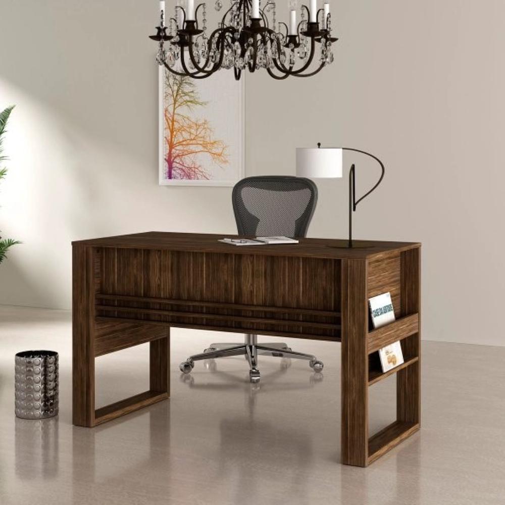 ESCRITORIO FEMAR MODERNO CON LISTONES COLOR NOGAL 127CM