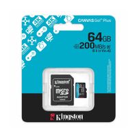 Tarjeta MicroSDXC Kingston Canvas Go Plus 64GB A2 U3 V30 170 MBs incluye adaptador SD