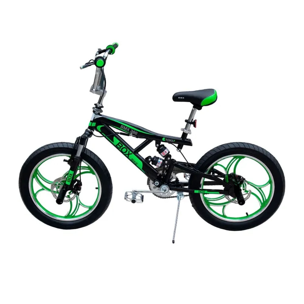 Bicicleta BMX con Suspensiones Aro 20 - Negro con Verde