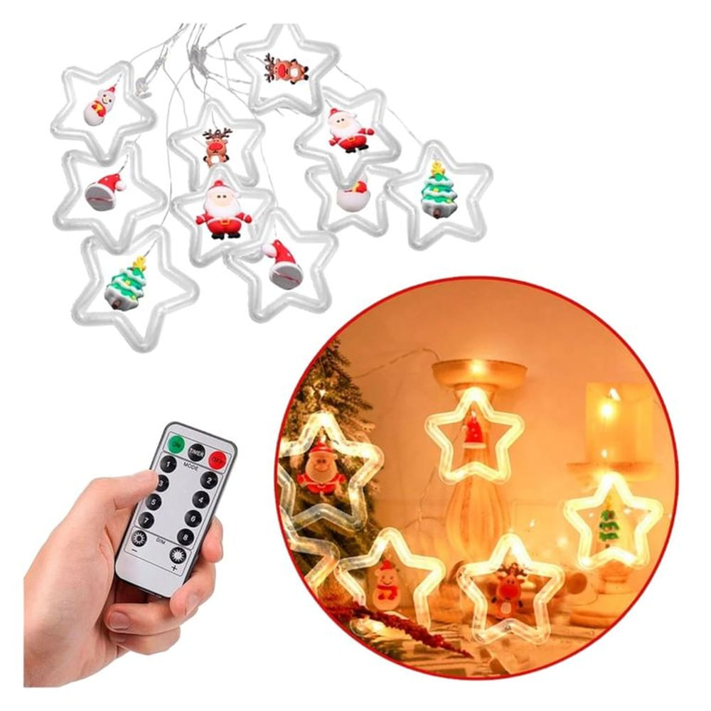 Cortina Luces Navidad Estrellas Figuras Led Guirnalda