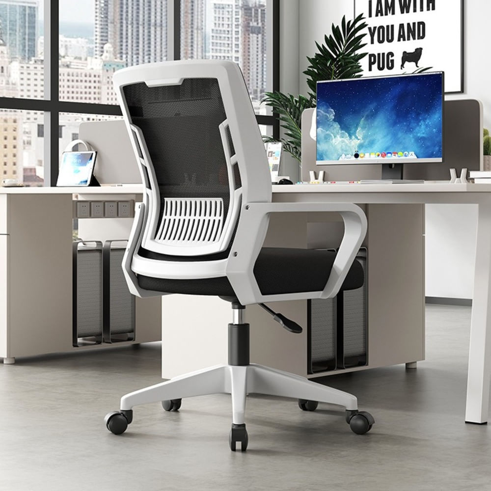 Silla de Oficina con Diseño Ergonómico y Ruedas Silenciosas Blanco