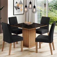 Juego de Comedor Evelin con 4 Sillas - Marrón y Negro Oxford