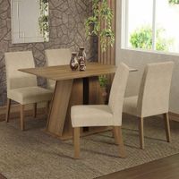 Juego de Comedor Agnes con 4 Sillas - Marrón y Imperial