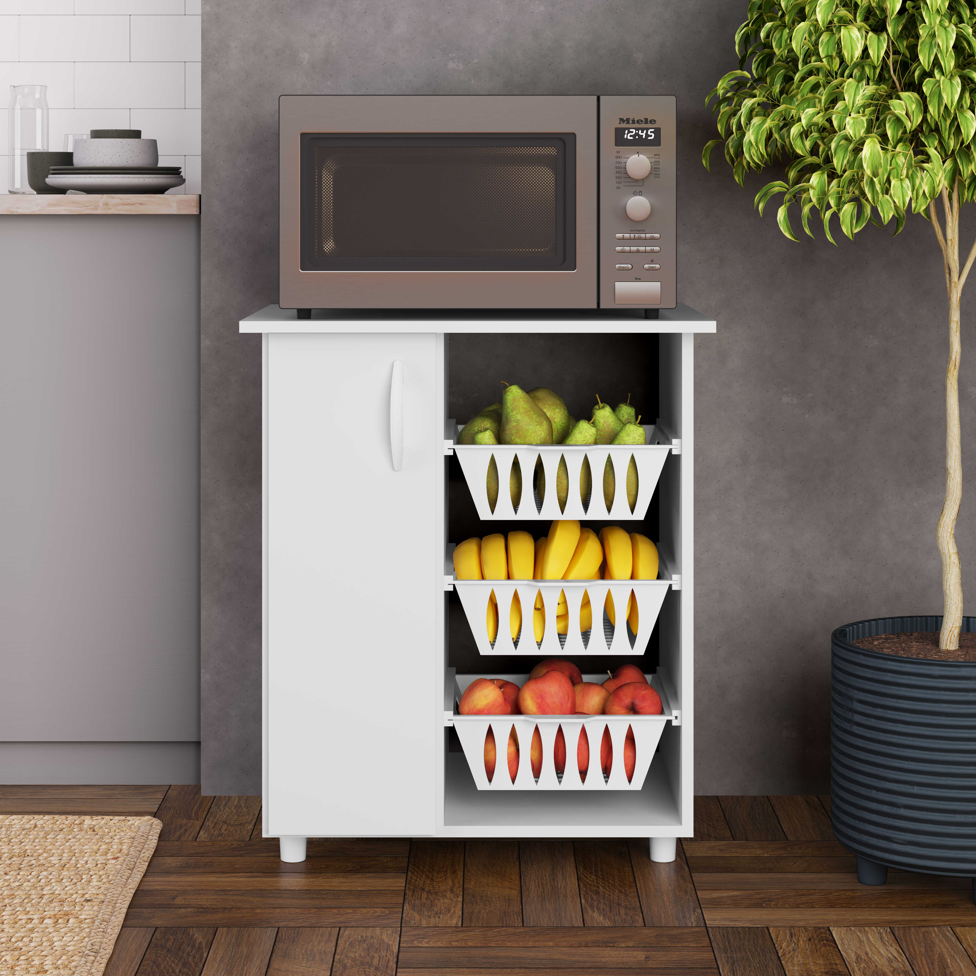 Mueble multiuso para microondas Dalia MDP 1 Puerta Blanco Orange