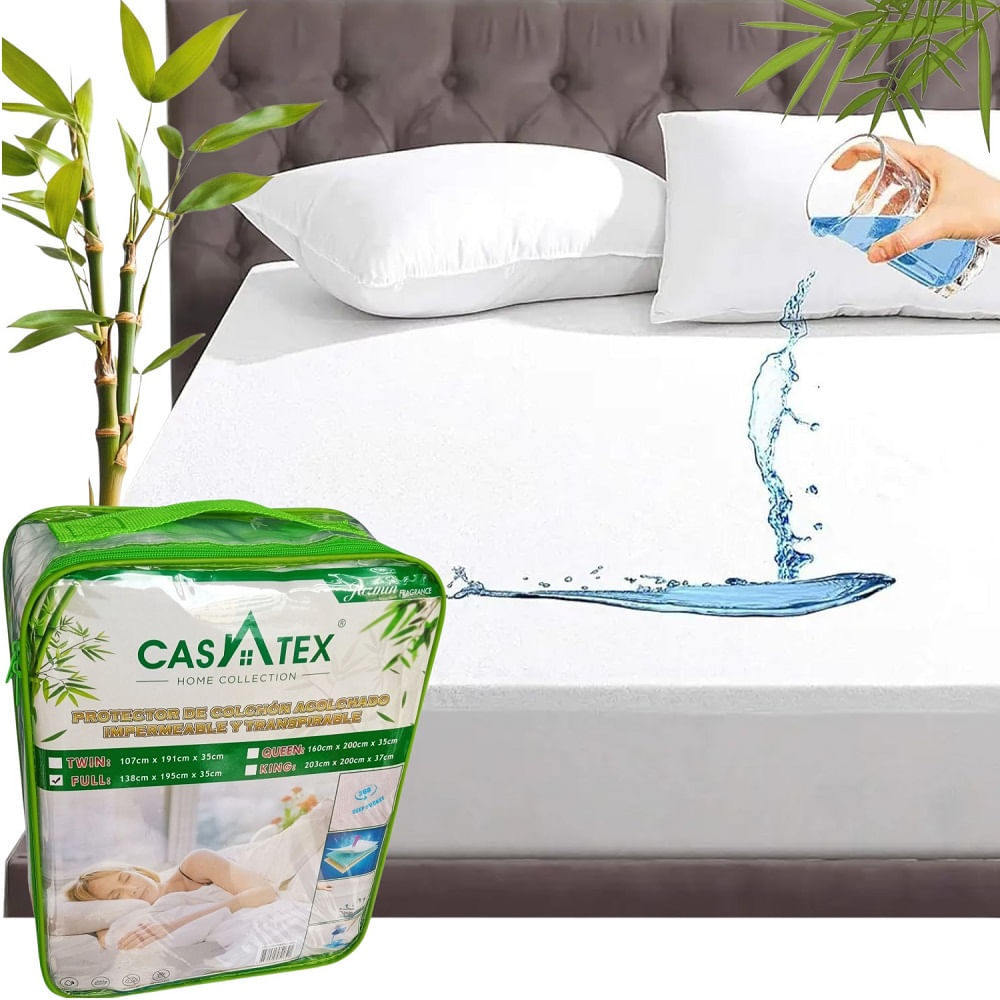 Protector Impermeable Cobertor para Colchon de 2 Plazas Bambu