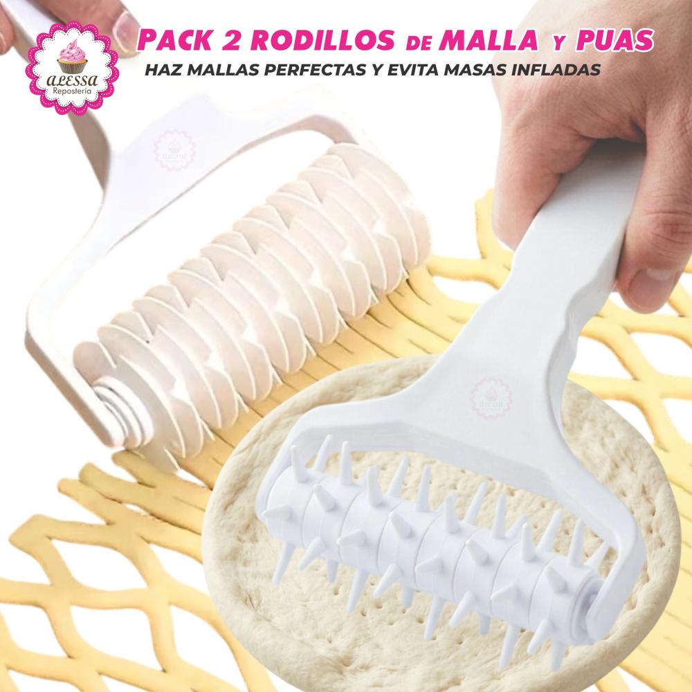 Pack Premium de 2 Rodillos de Malla y de Puas para Repostería