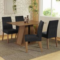 Juego de Comedor Agnes con 4 Sillas Oxford - Marrón y Negro Oxford
