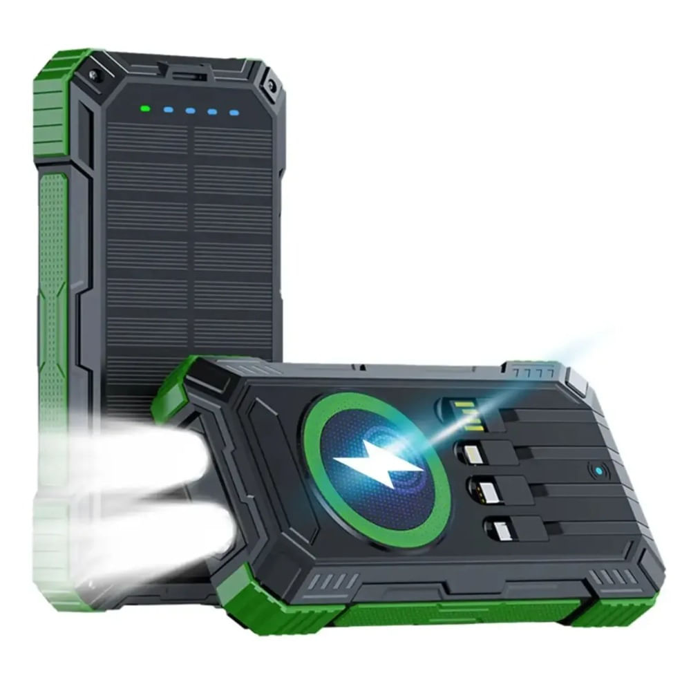 Cargador Solar Powerbank 40000mah Carga Rápida 22.5w Usb Verde