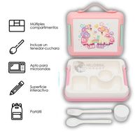 Lonchera Taper para Niños tipo Bentgo - Sin Derrames libre de BPA de 4 Divisiones Modelo Unicornio