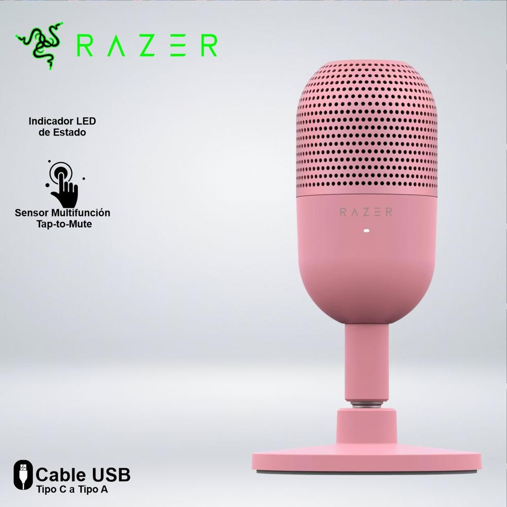 MICROFONO RAZER SEIREN V3 MINI SENSOR MUTE SUPREME RUIDO ROSADO
