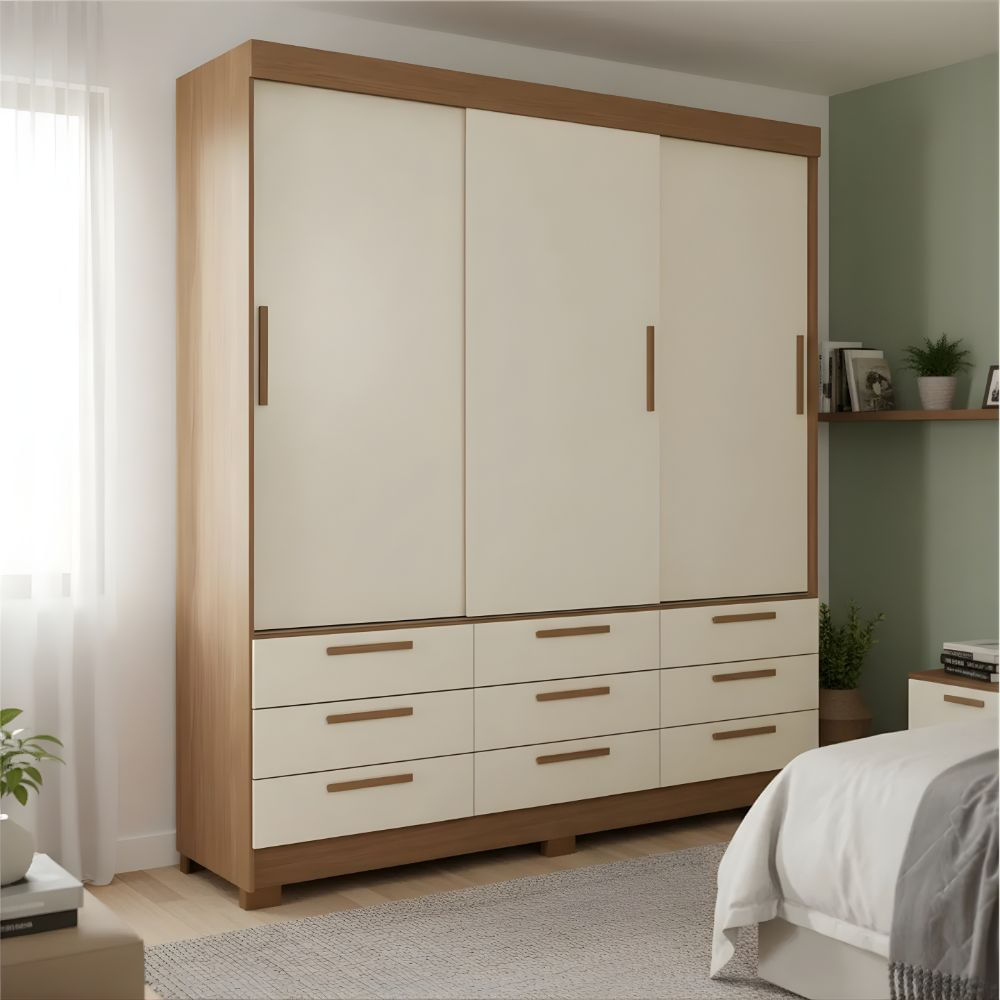 Ropero Ichiro 3 puertas Marrón y Blanco | Masiva Home