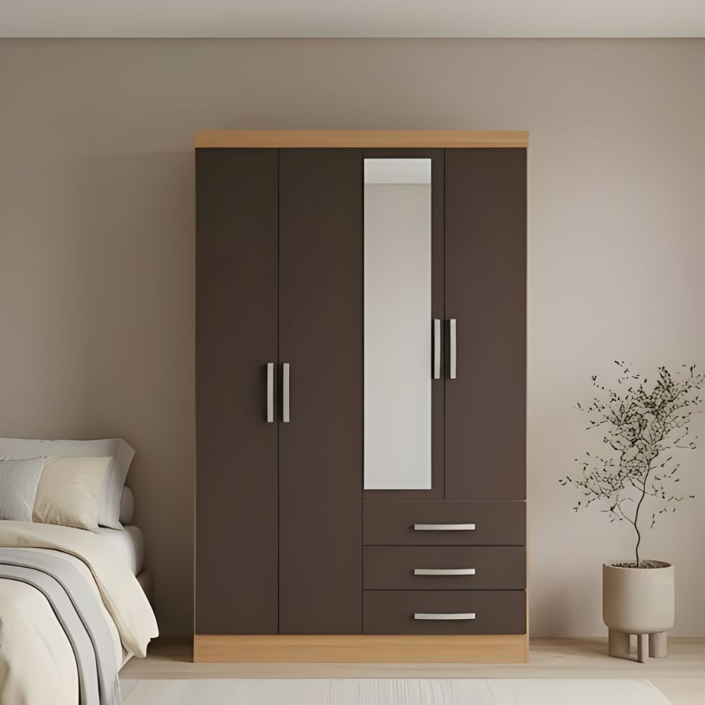 Ropero Taori con espejo Negro y Marrón | Masiva Home